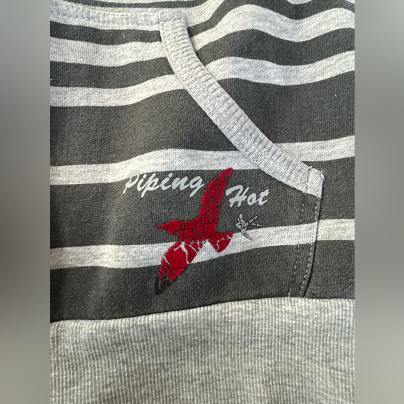 Piping Hot Gray Striped Boys Hoodie Sweatshirt Skateboard Skater Sz 12 - Picture 4 of 7